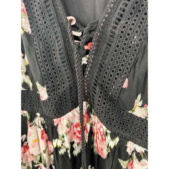 NWT Torrid Mini Gauze Lace Up Skater Dress Black Floral Print Plus Size 5 5X - Picture 10 of 15
